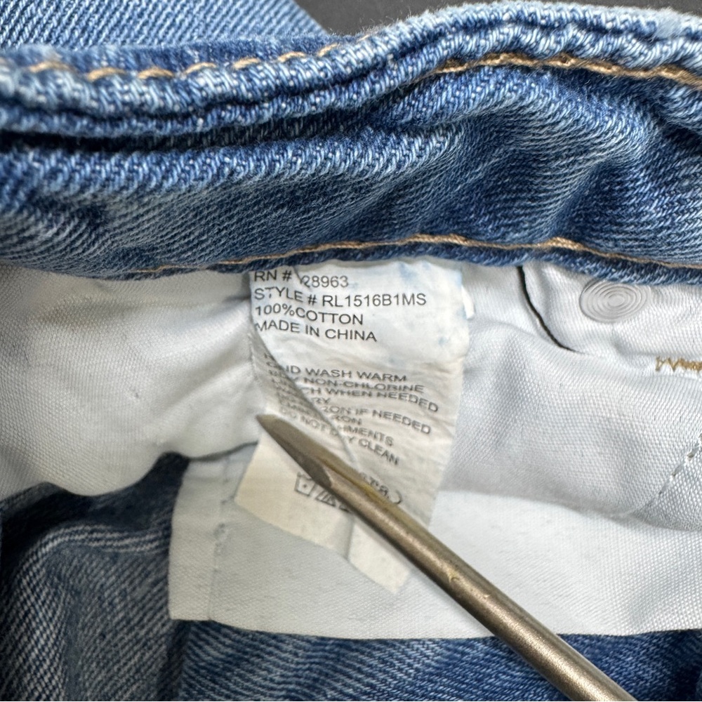 {Banjara} Blue Pearls Accent Design Cigarette Stovepipe Straight Leg Denim Jeans - Picture 4 of 5